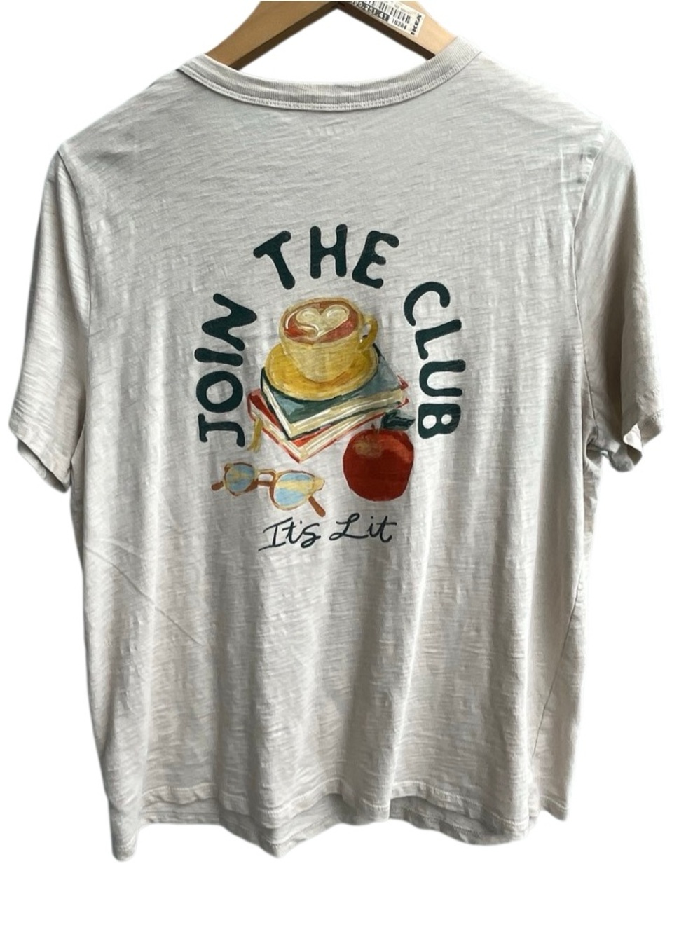 🌴 Old Navy Good Days Book Club Graphic Tee Women’s Large Coffee Reader